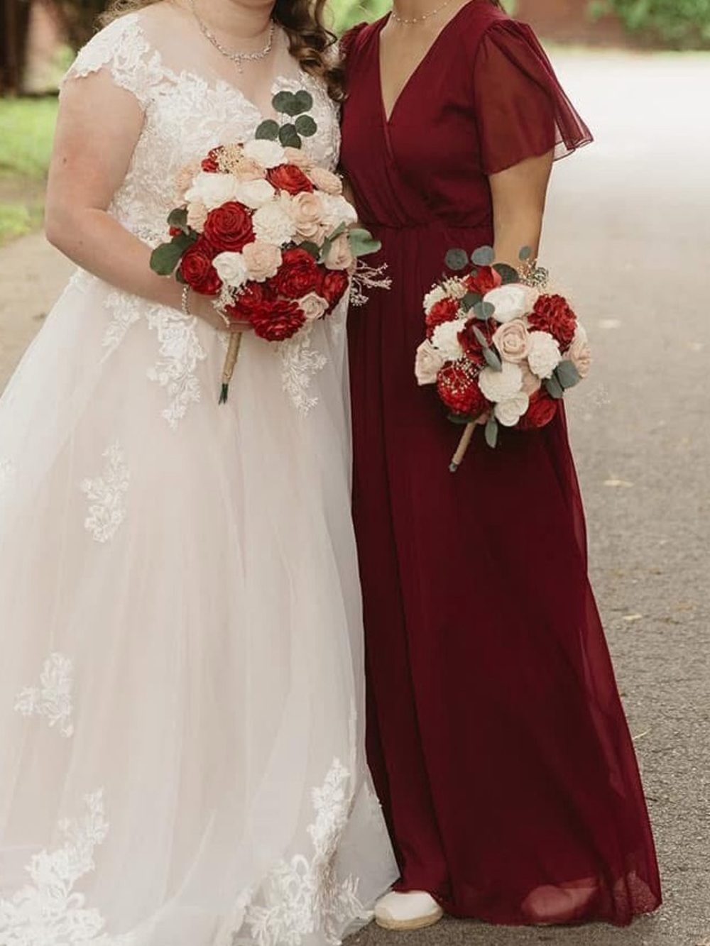 bohme Burgundy Midi Chiffon Wrap Dress